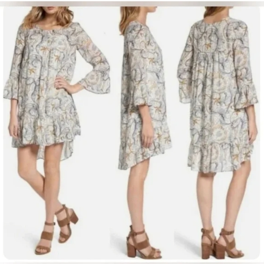 Hinge Floral Ruffle Babydoll Slip Dress White L